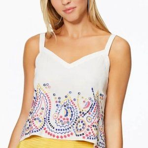 NWT Ramy Brook Margo Embroidered Sleeveless Top Multicolored in Bonmu (Medium)